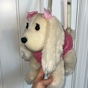 Charming Plush Puppy Kids Bag with Pink Details